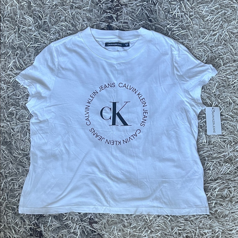 Calvin Klein White Logo Short Sleeve Tee